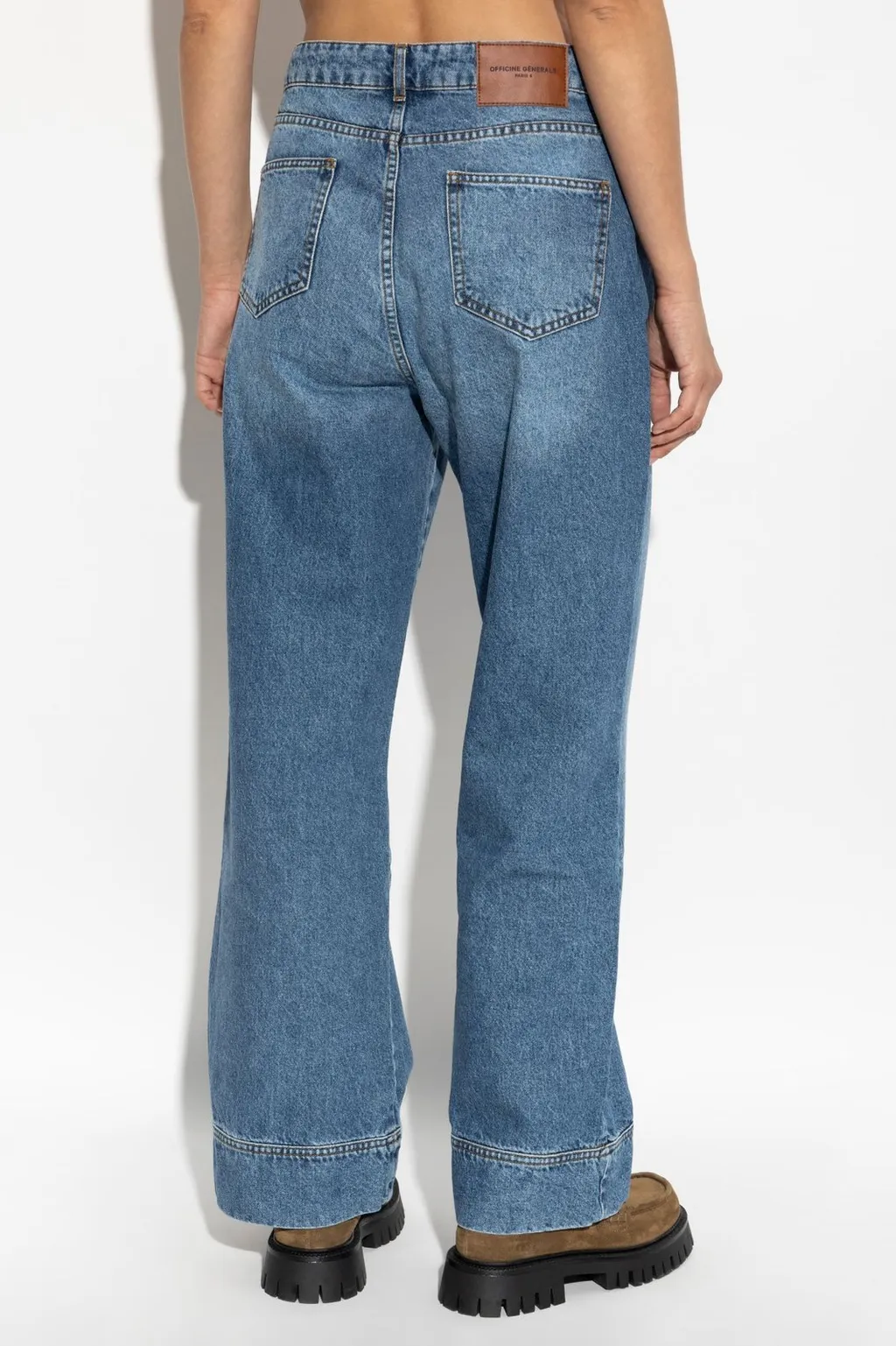 Officine GÉNÉRale Logo-Patch Wide-Leg Jeans