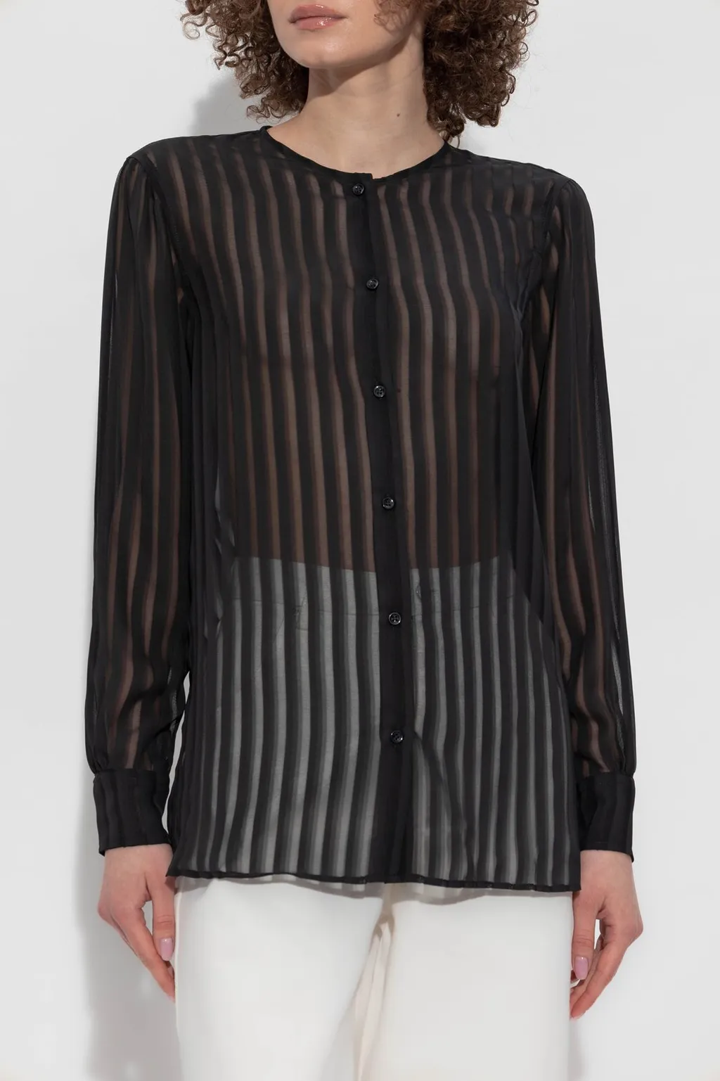 Officine GÉNÉRale Sheer Striped Button-Up Top
