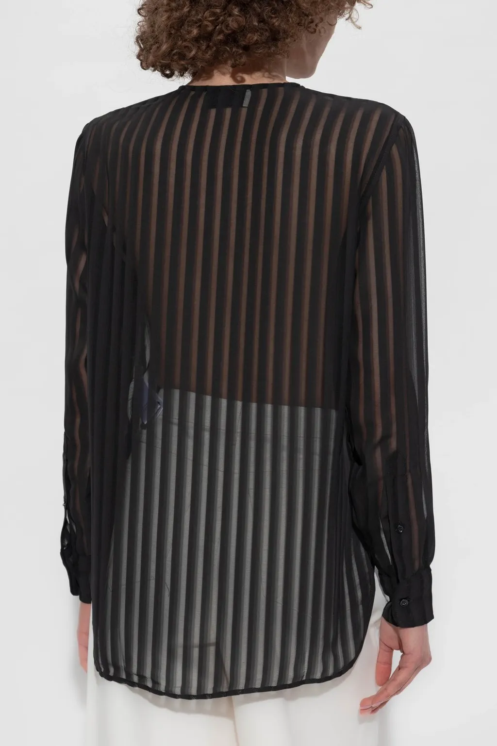 Officine GÉNÉRale Sheer Striped Button-Up Top