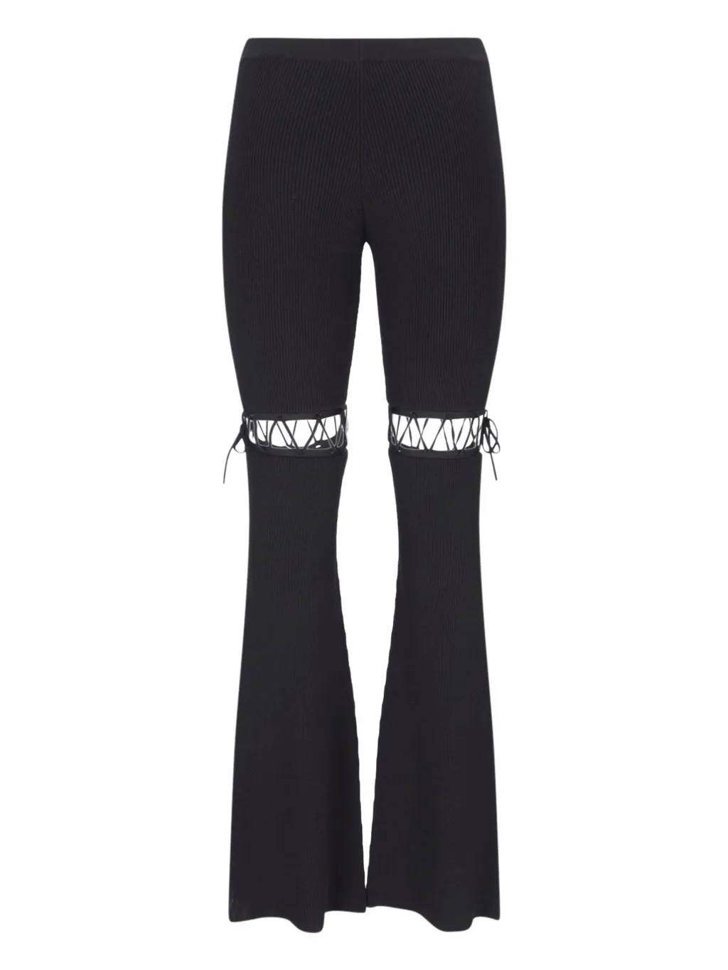 Nensi Dojaka Mid-Rise Lace-Up Ribbed Trousers