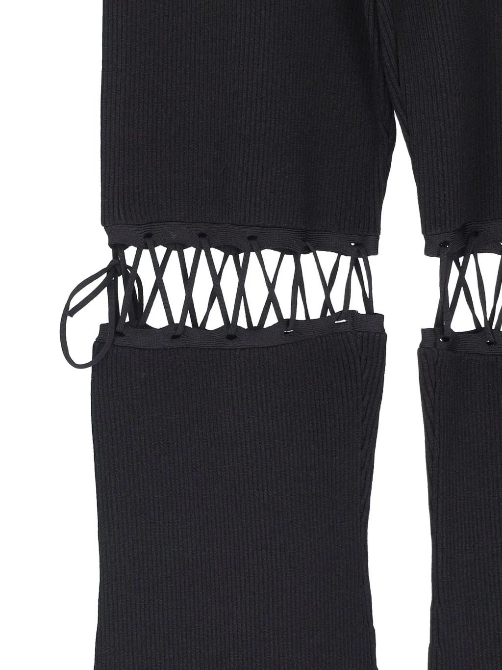 Nensi Dojaka Mid-Rise Lace-Up Ribbed Trousers
