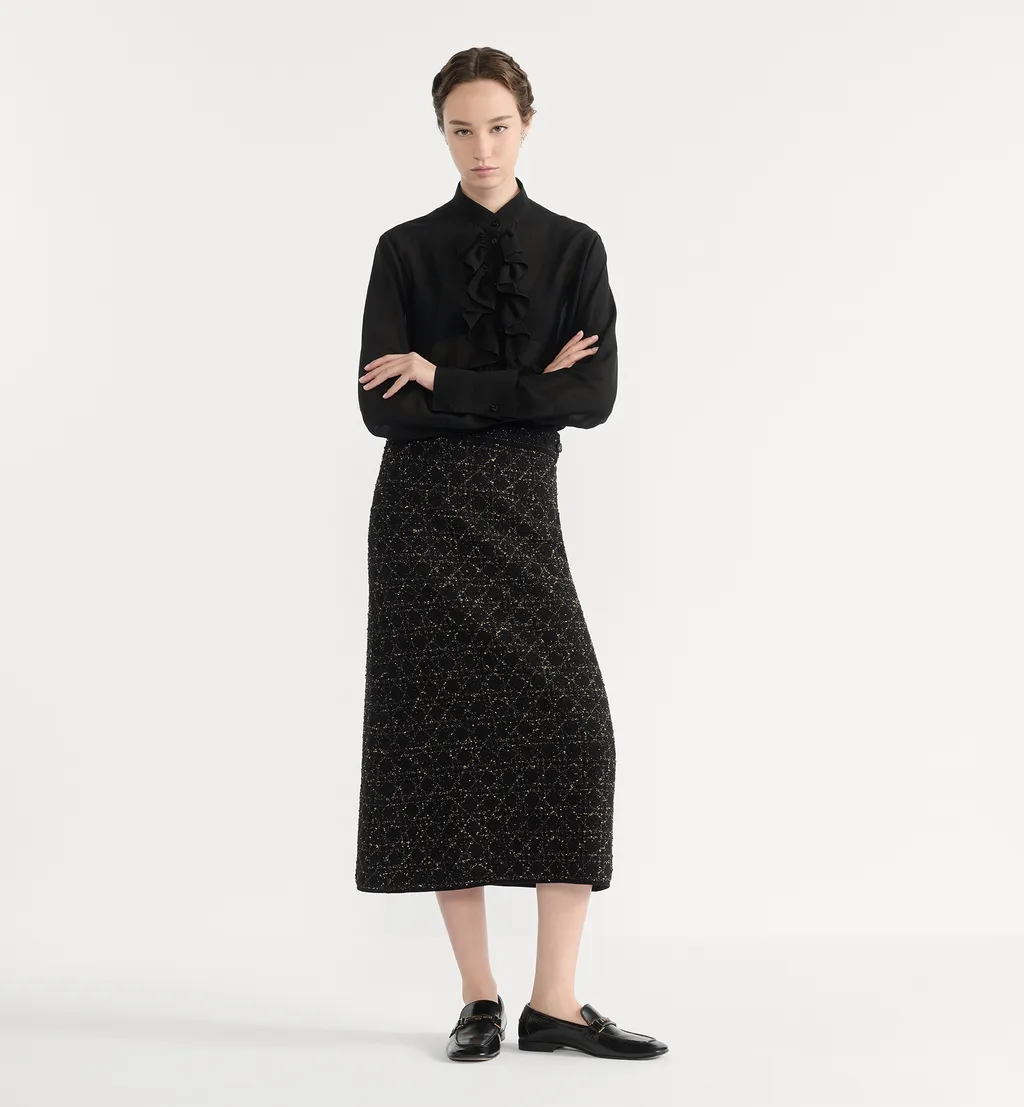 Mid-Length Macrocannage Straight Skirt