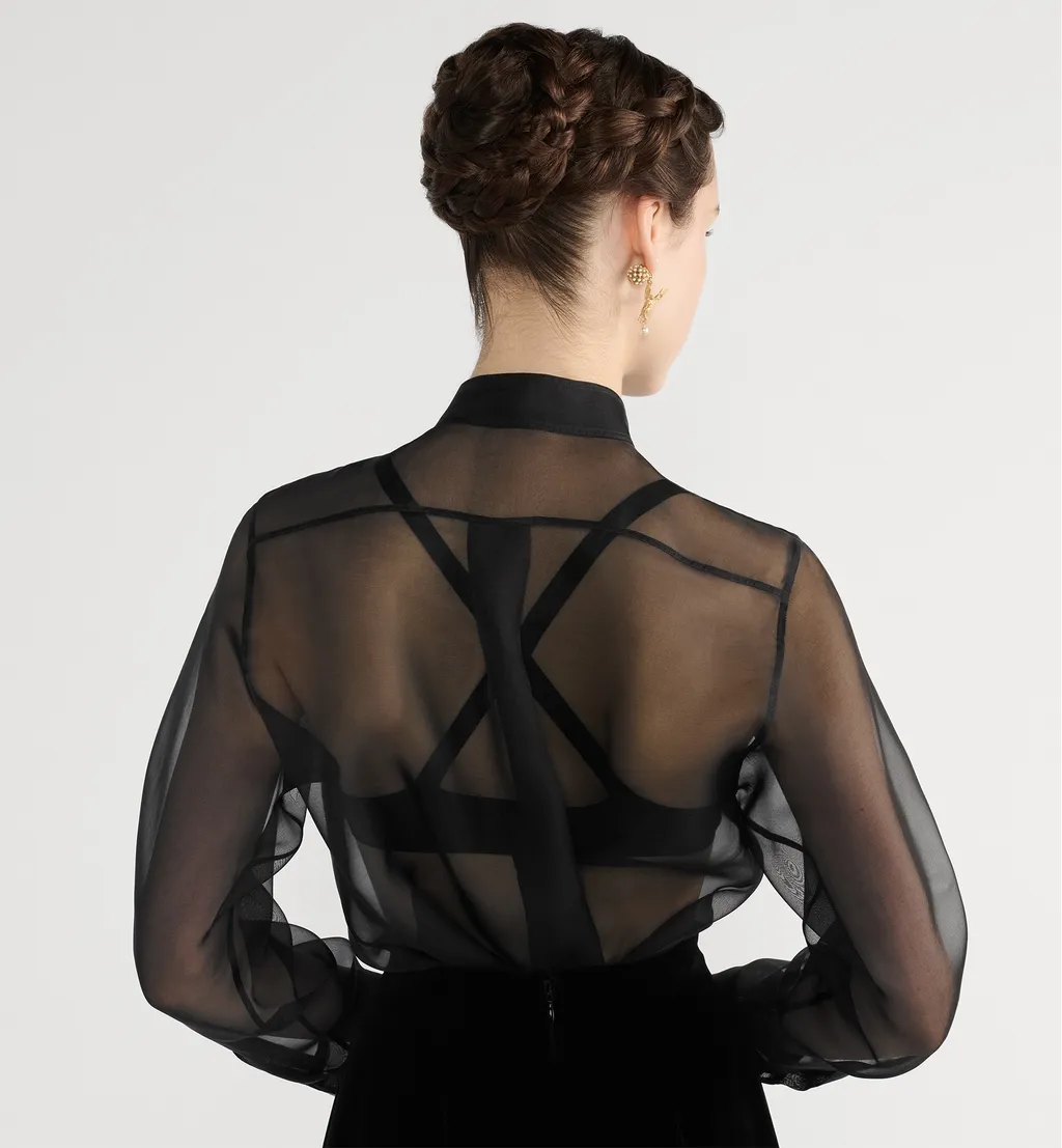 Blouse With Ruffled Neckline