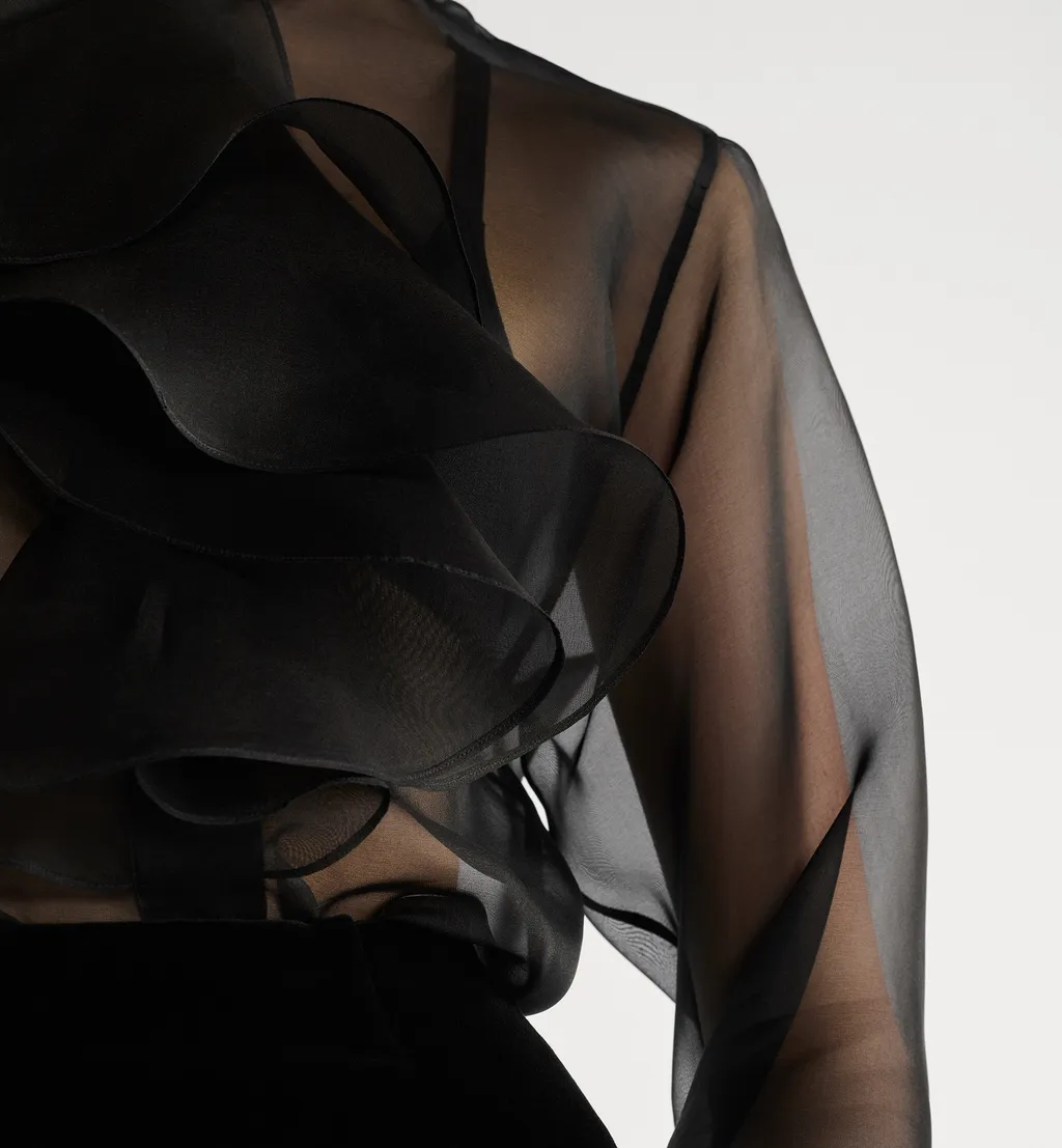 Blouse With Ruffled Neckline