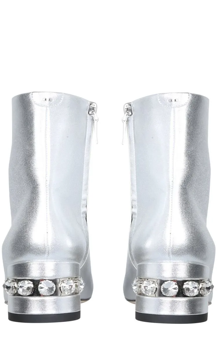 Nicholas Kirkwood Round Toe Crystal-Embellished Ankle Boots