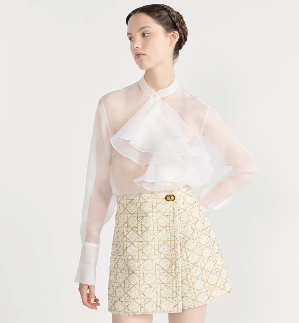 Blouse With Ruffled Neckline