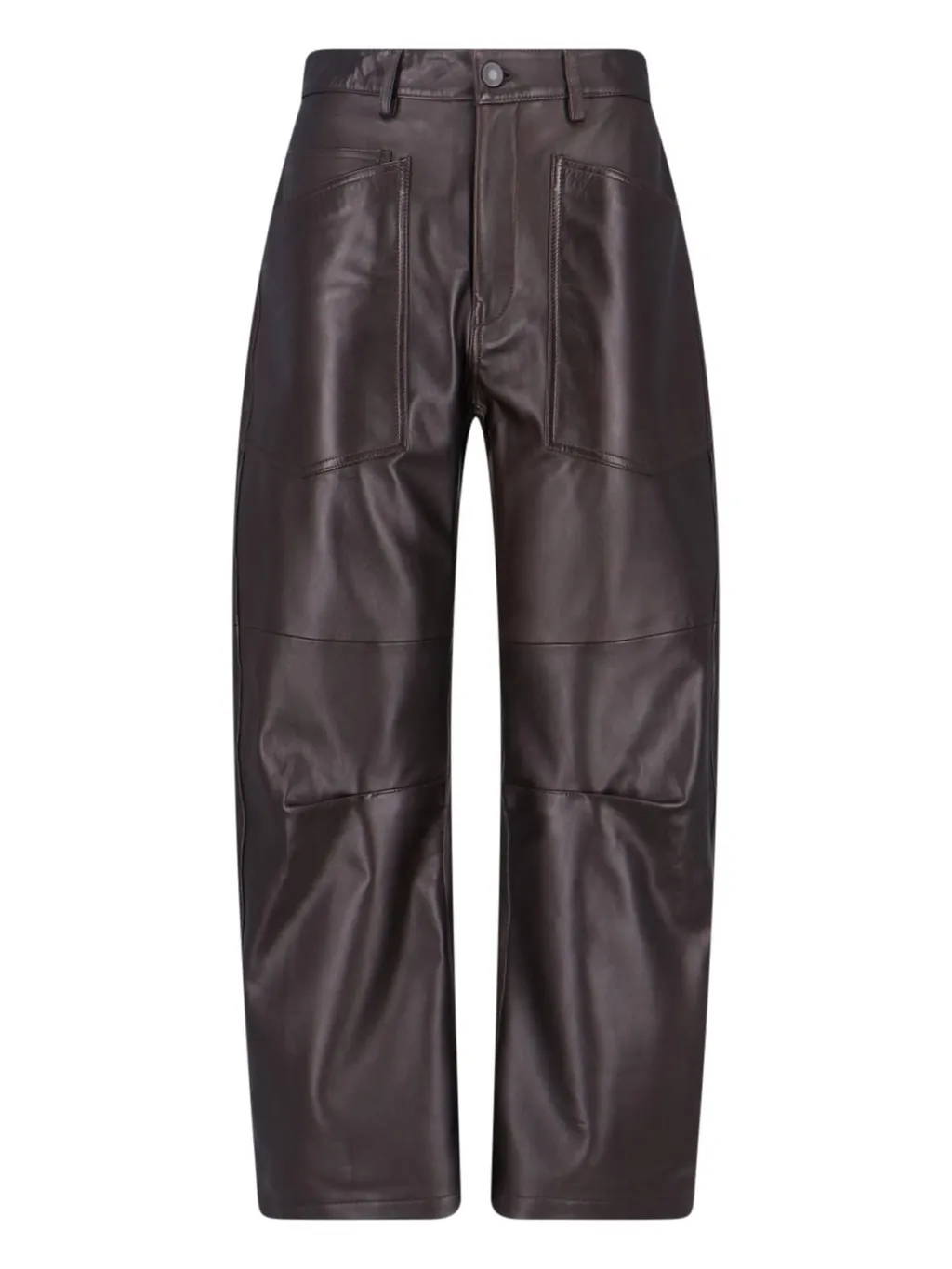 Nili Lotan Curved Leg Leather Trousers