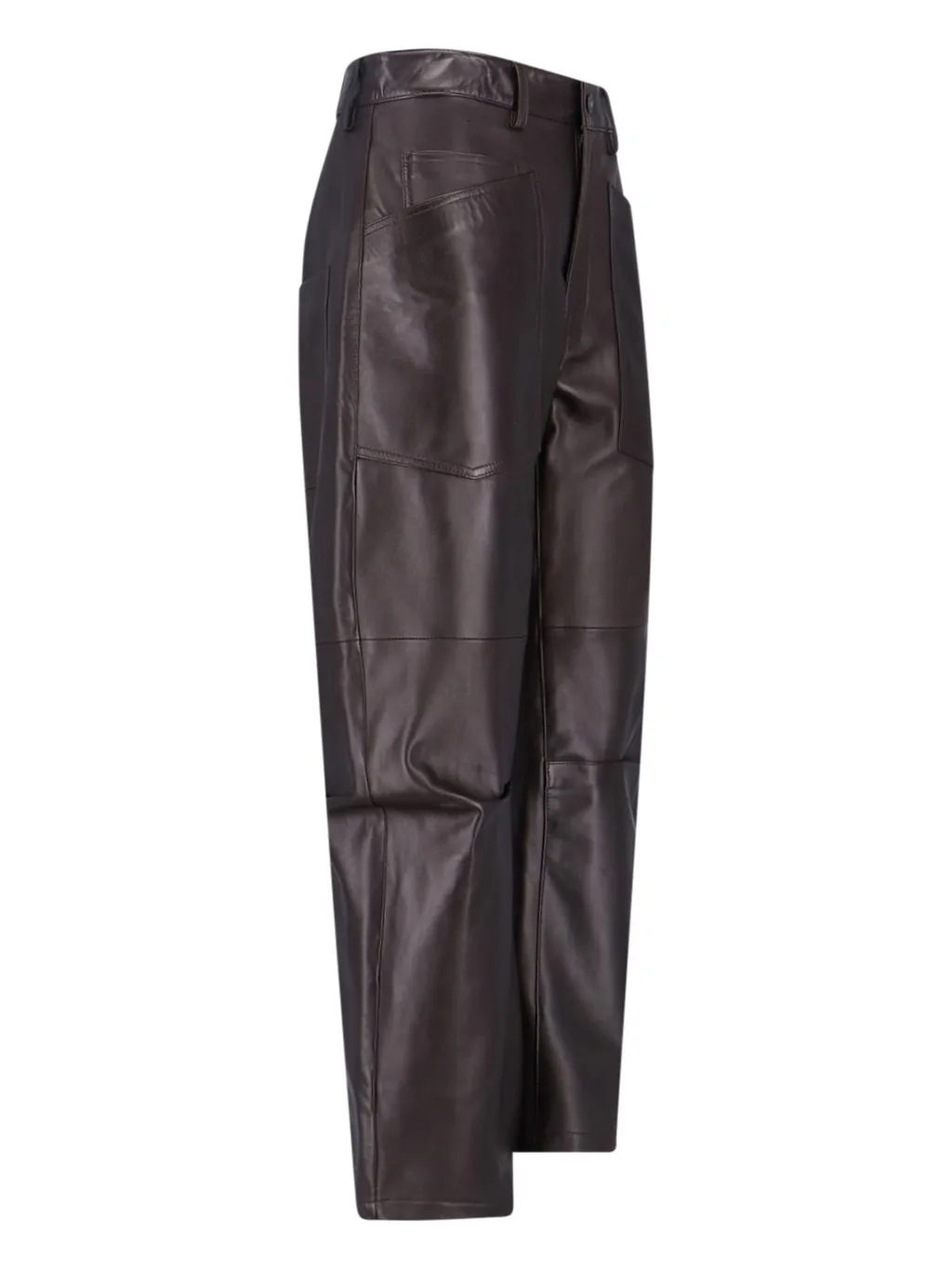 Nili Lotan Curved Leg Leather Trousers