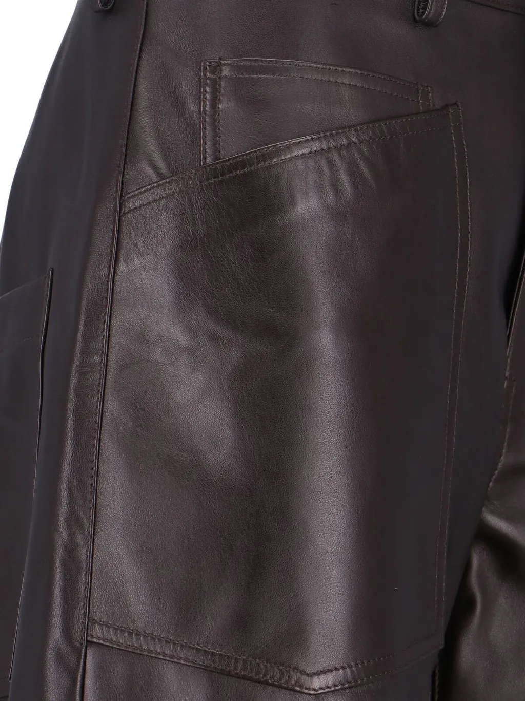 Nili Lotan Curved Leg Leather Trousers