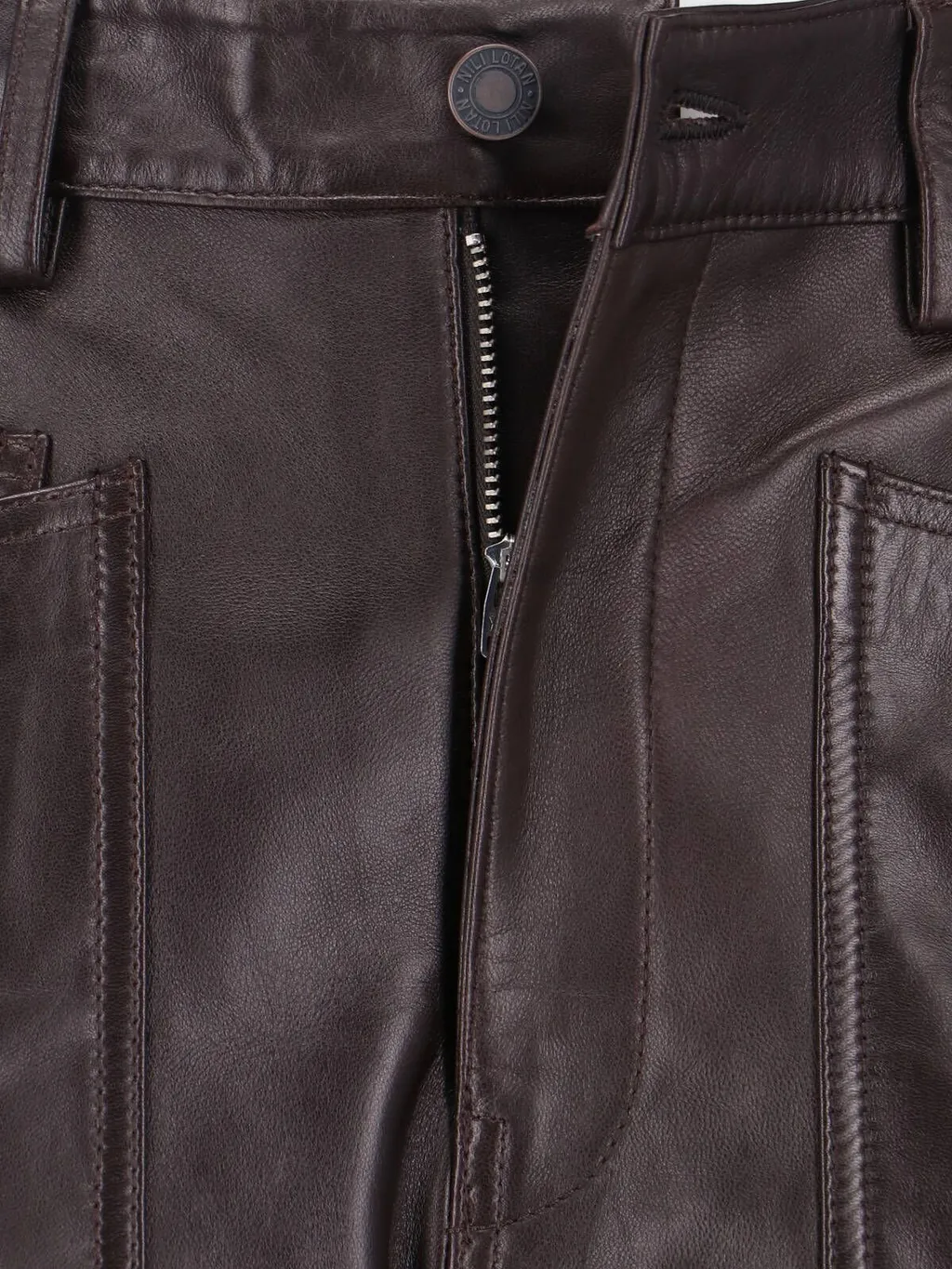 Nili Lotan Curved Leg Leather Trousers