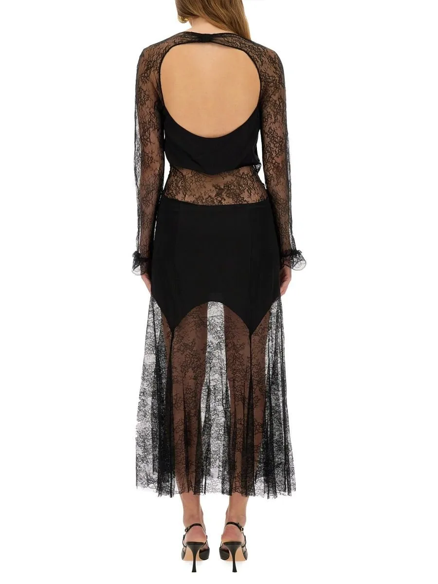 Nina Ricci Long Open Neck Lace Dress