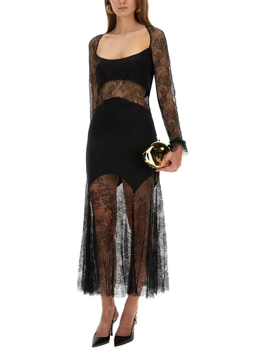 Nina Ricci Long Open Neck Lace Dress
