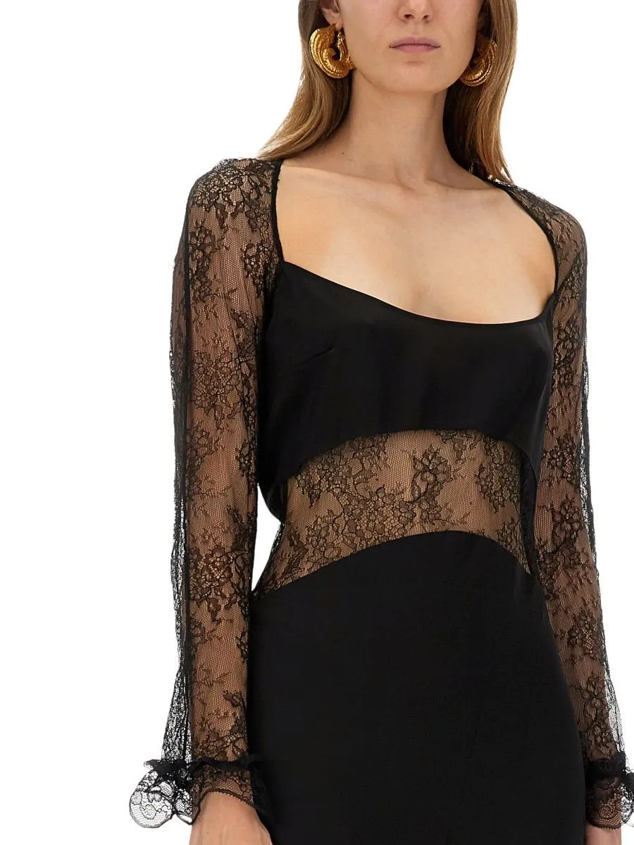 Nina Ricci Long Open Neck Lace Dress