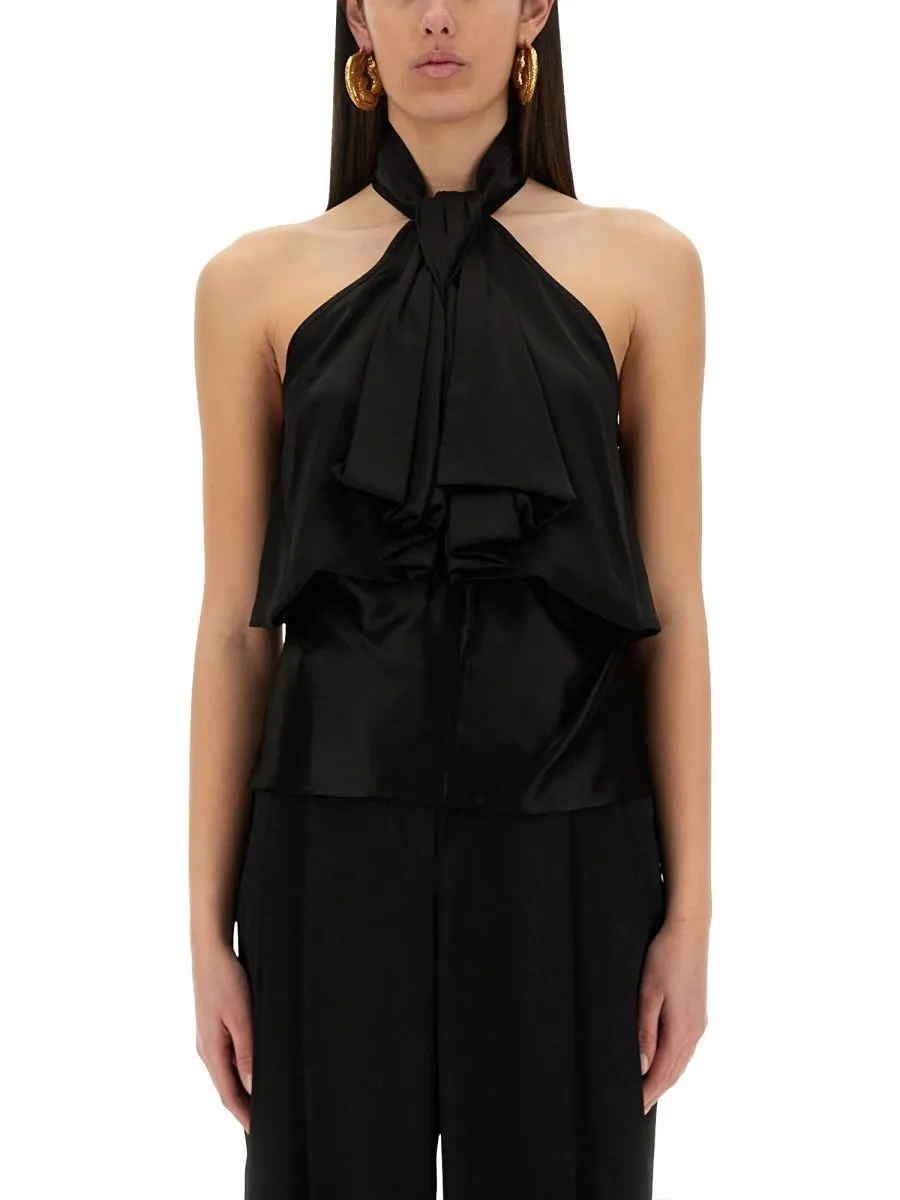 Nina Ricci Flowing Bow Halter Top