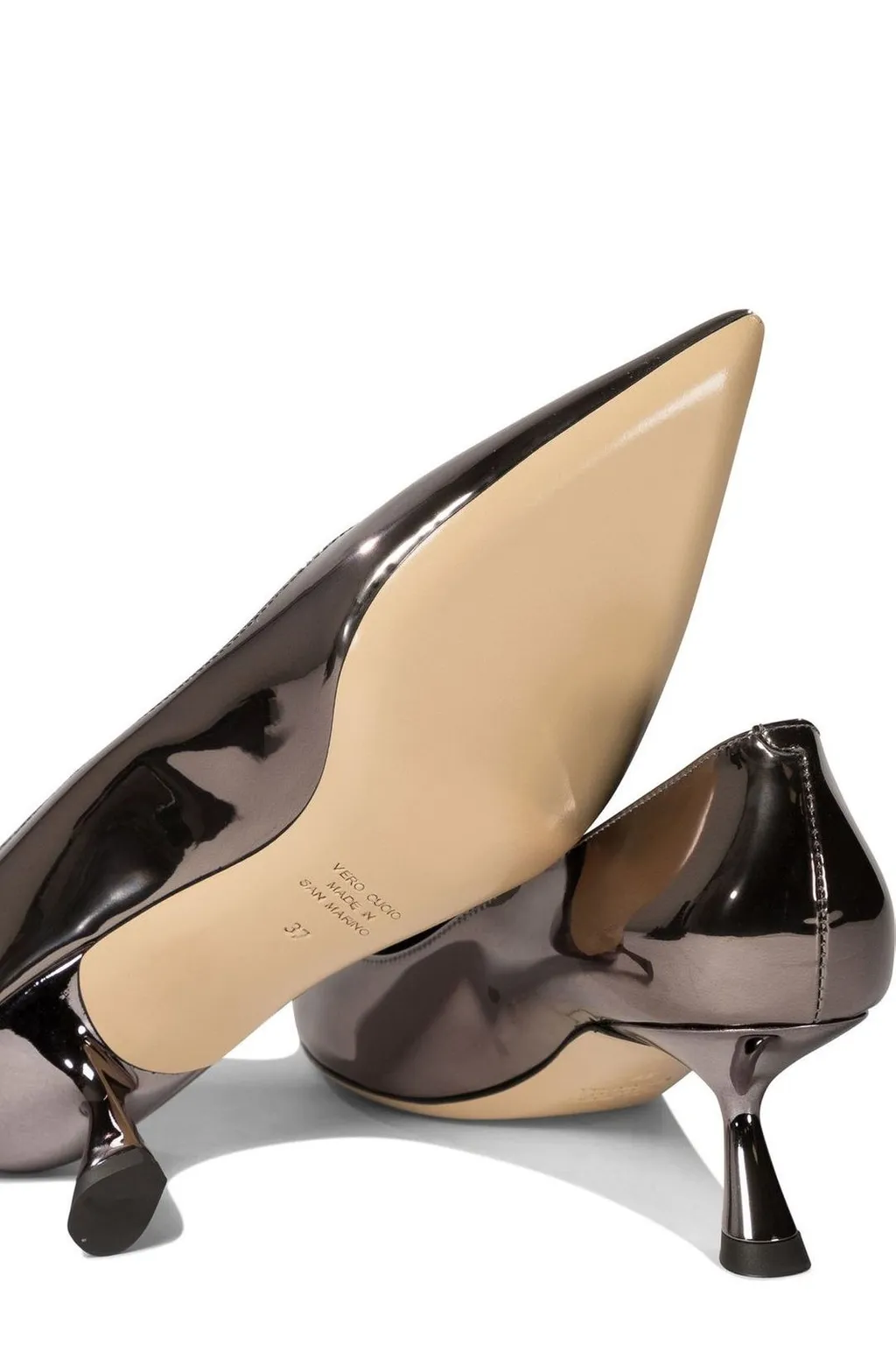 Ninalilou Mirror-Effect Kitten Heel Pumps