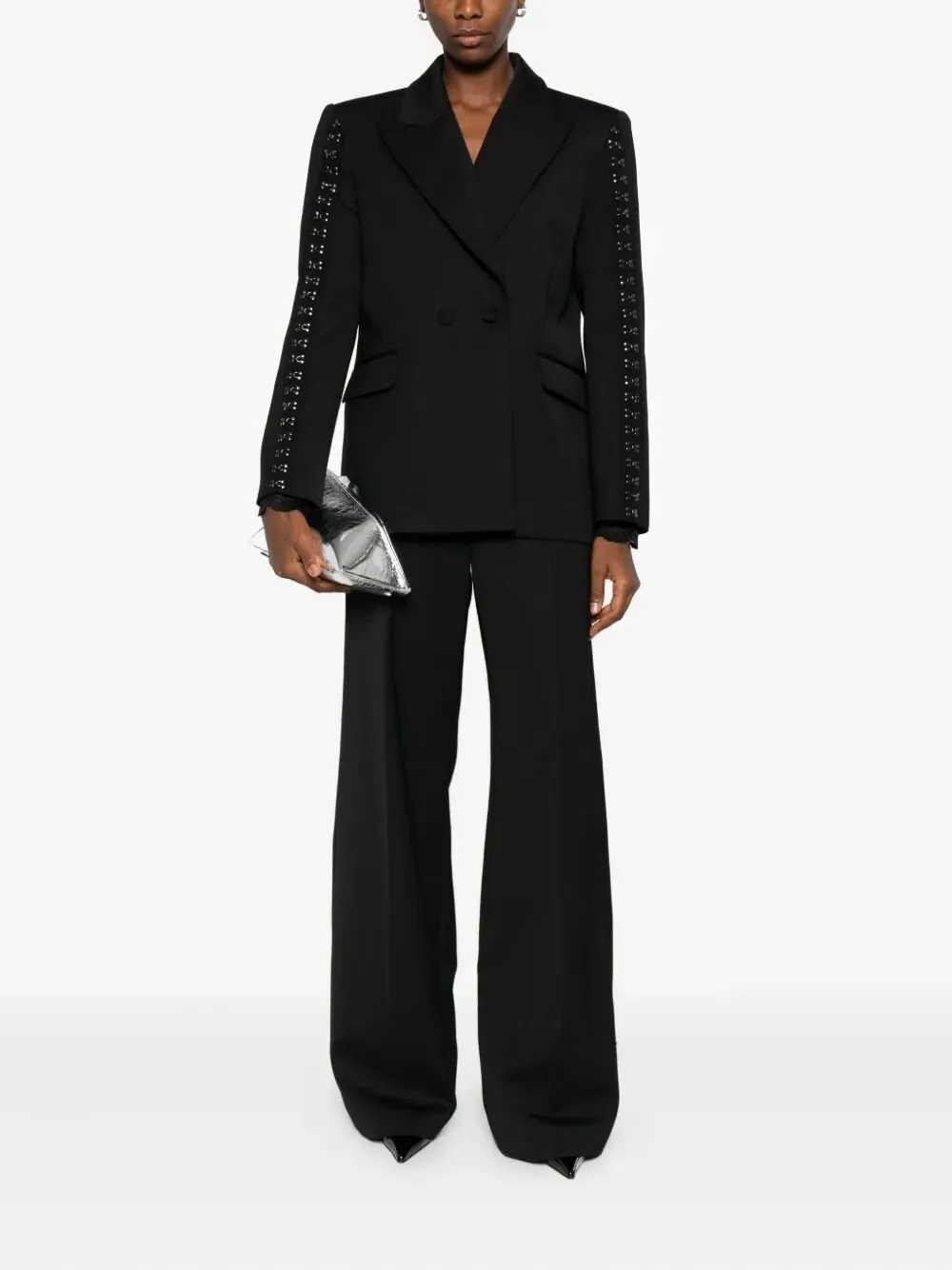 Nissa Eyelet-Trim Evening Blazer