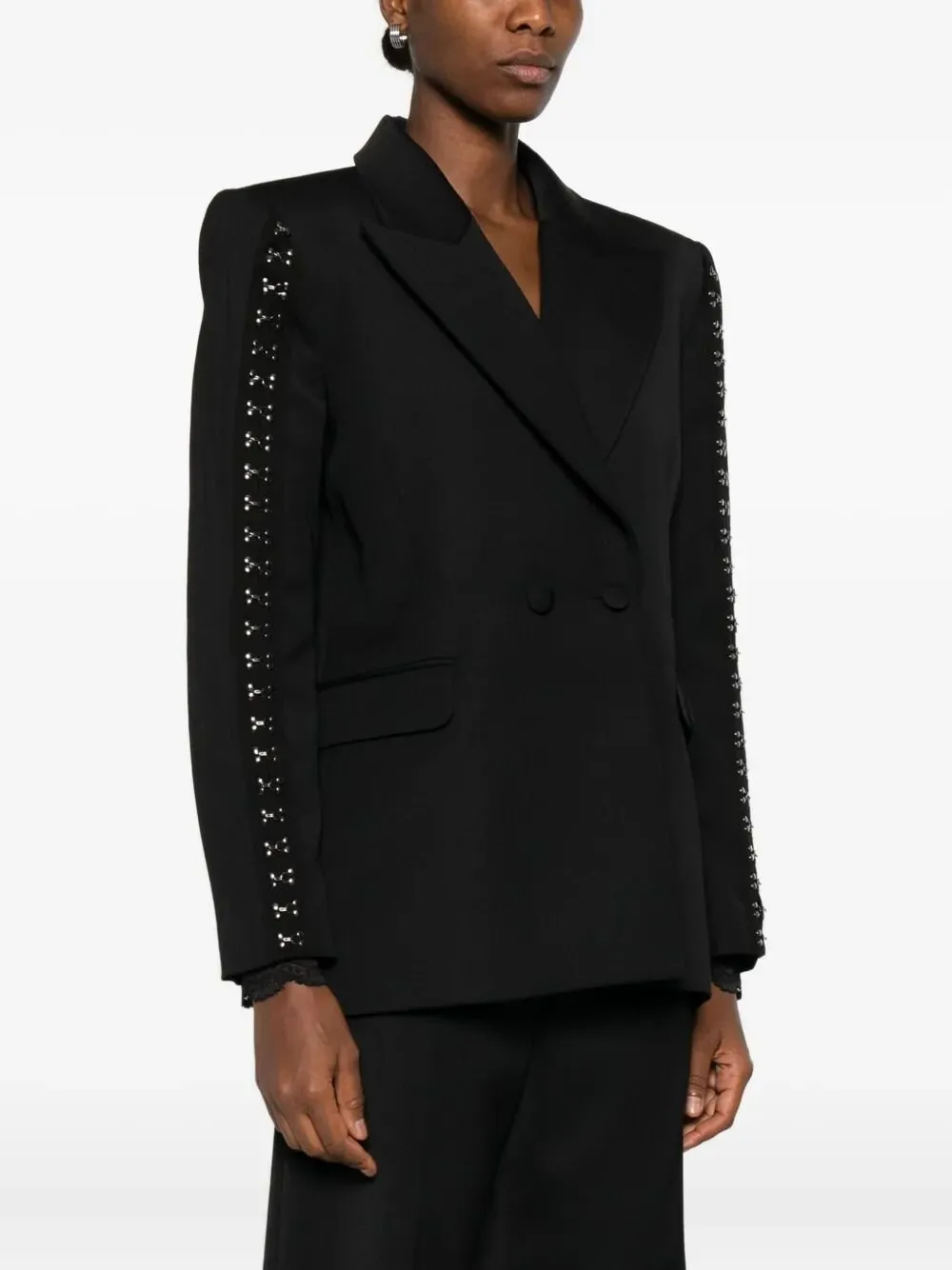 Nissa Eyelet-Trim Evening Blazer