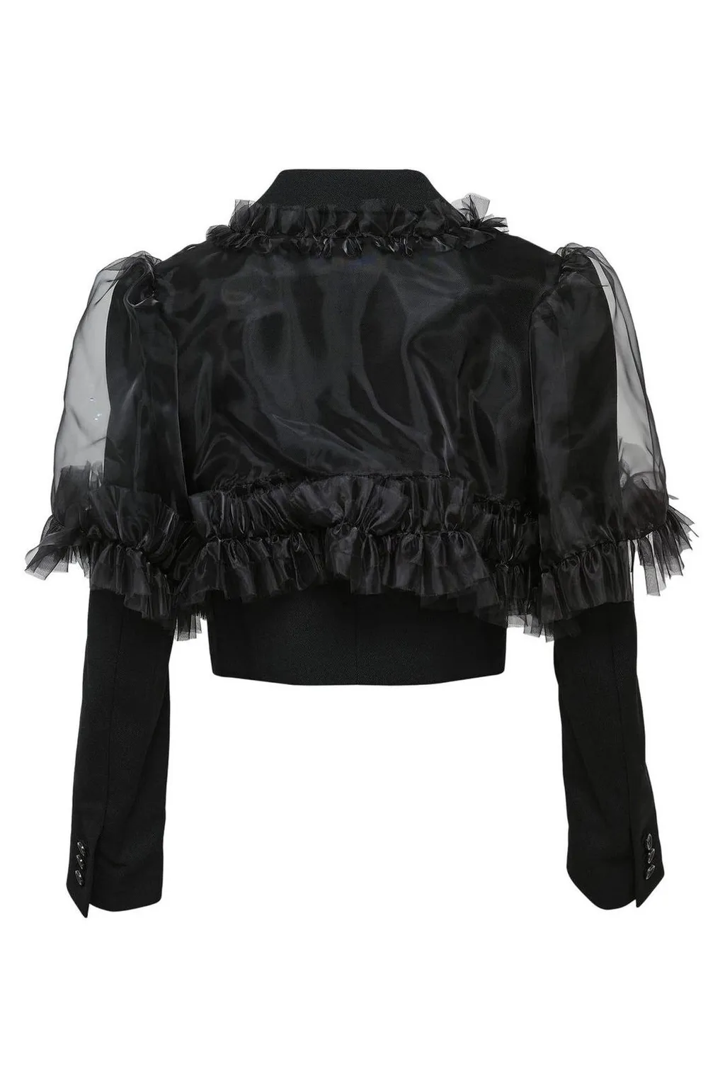Noir Kei Ninomiya Tulle Overlay Cropped Blazer