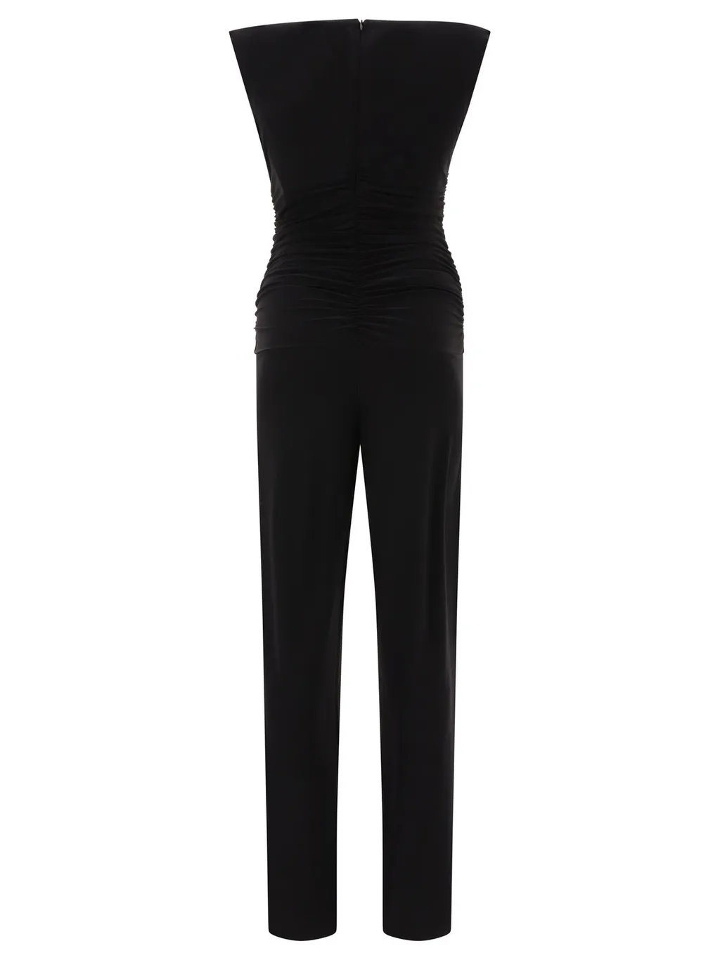 Norma Kamali V-Neck Ruched Plunge Jumpsuit