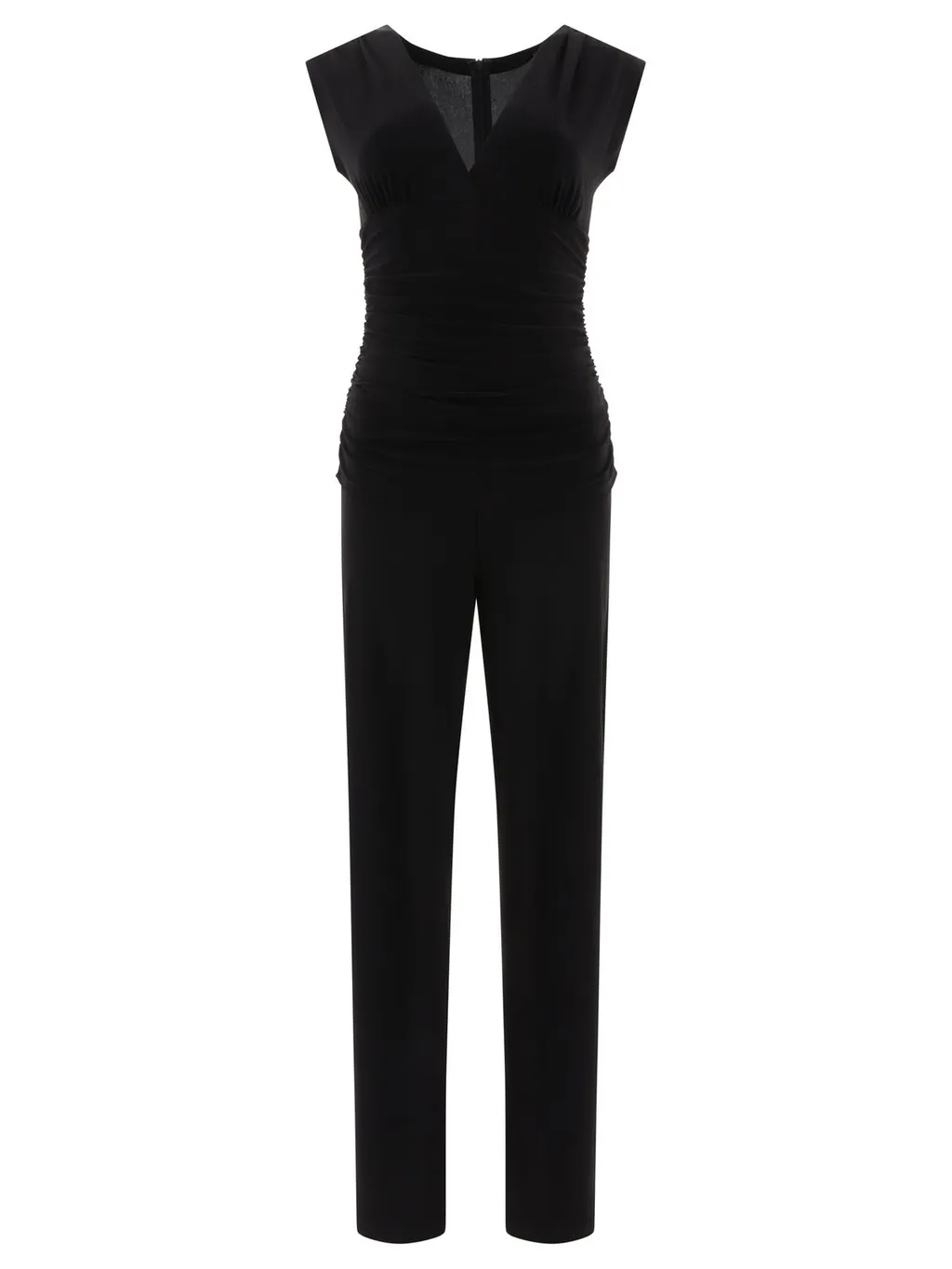 Norma Kamali V-Neck Ruched Plunge Jumpsuit