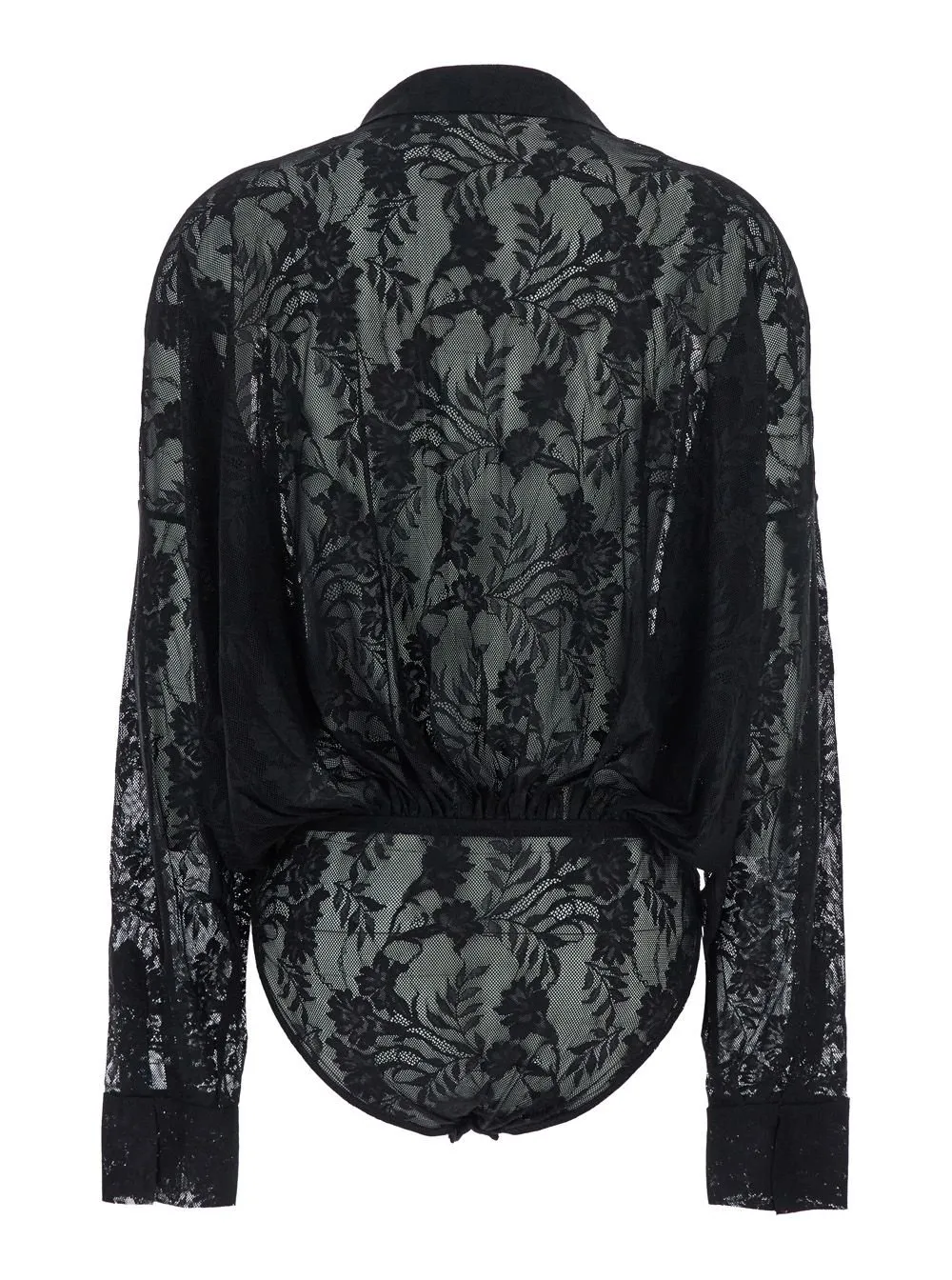 Norma Kamali Lace Detailed Long-Sleeve Shirt Bodysuit