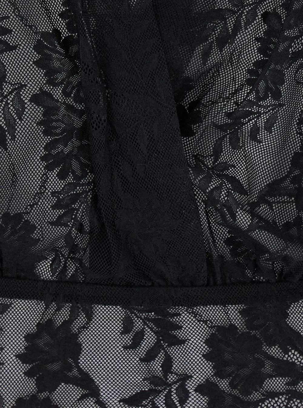 Norma Kamali Lace Detailed Long-Sleeve Shirt Bodysuit