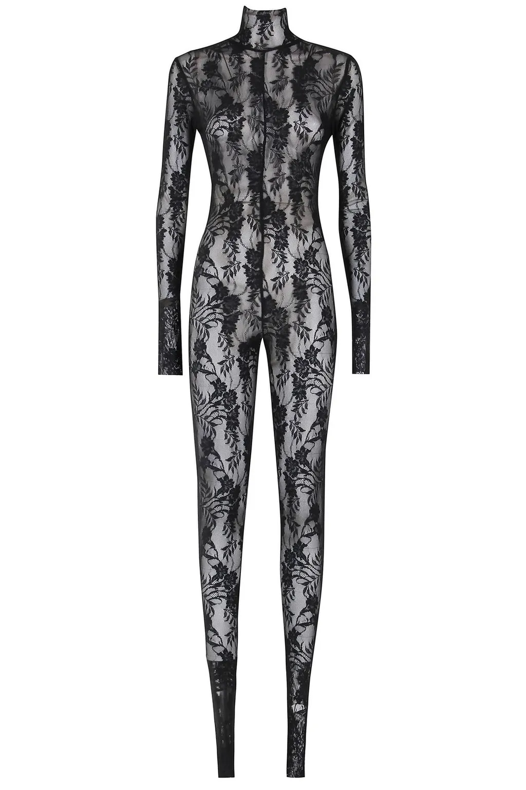 Norma Kamali Lace Long Sleeve Jumpsuit