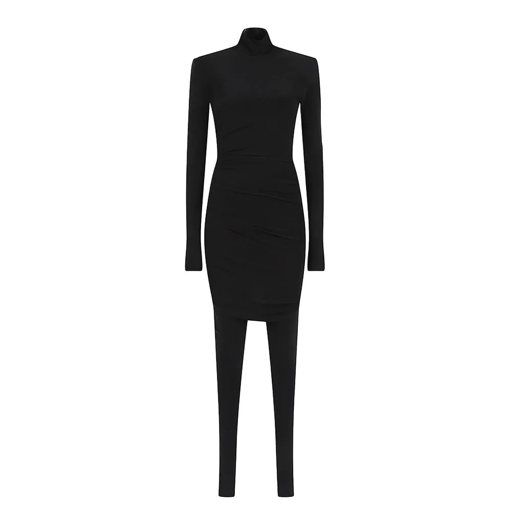 Norma Kamali Ruched Turtleneck Dress