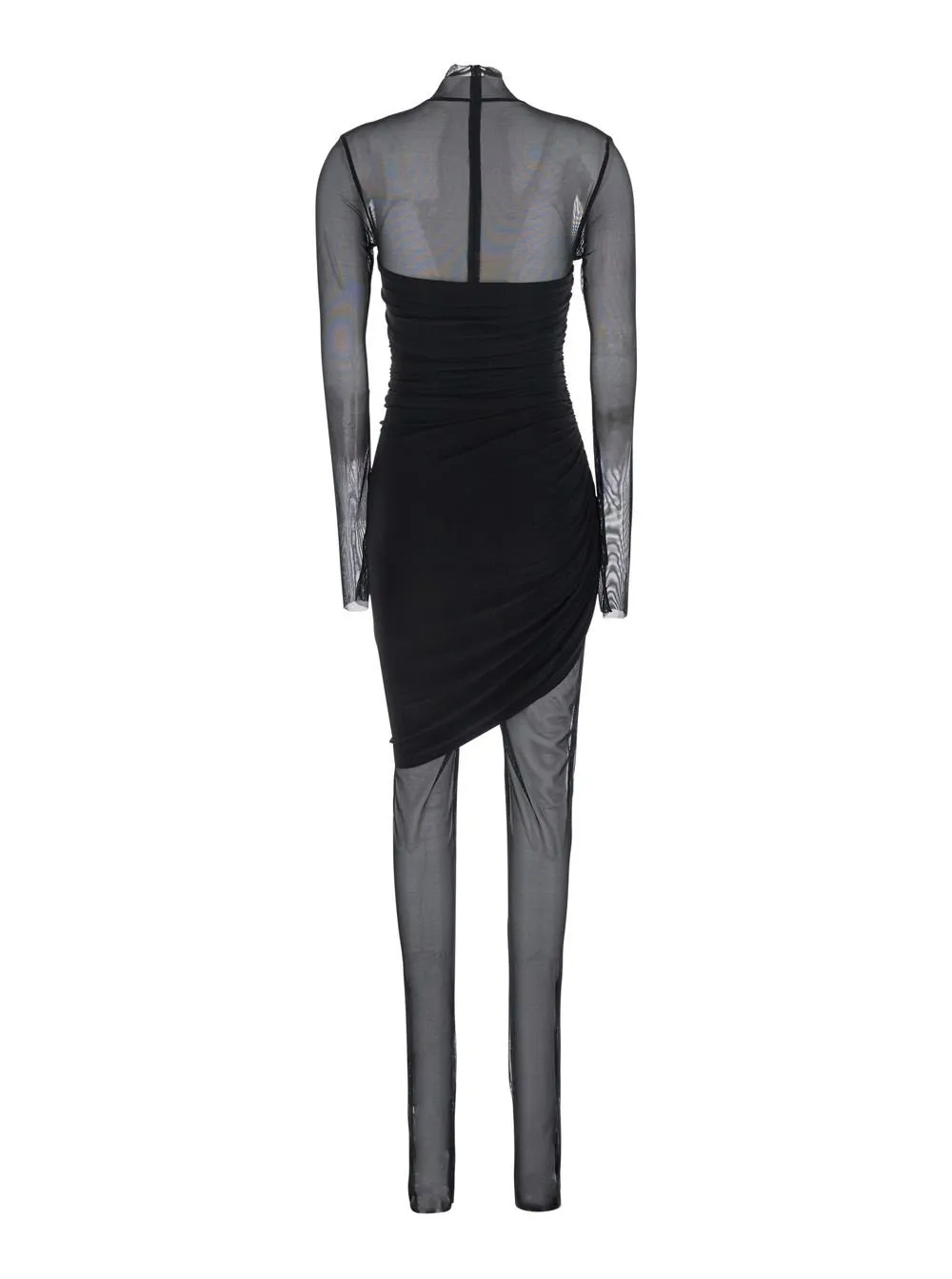 Norma Kamali Asymmetric Mesh-Sleeve Dress