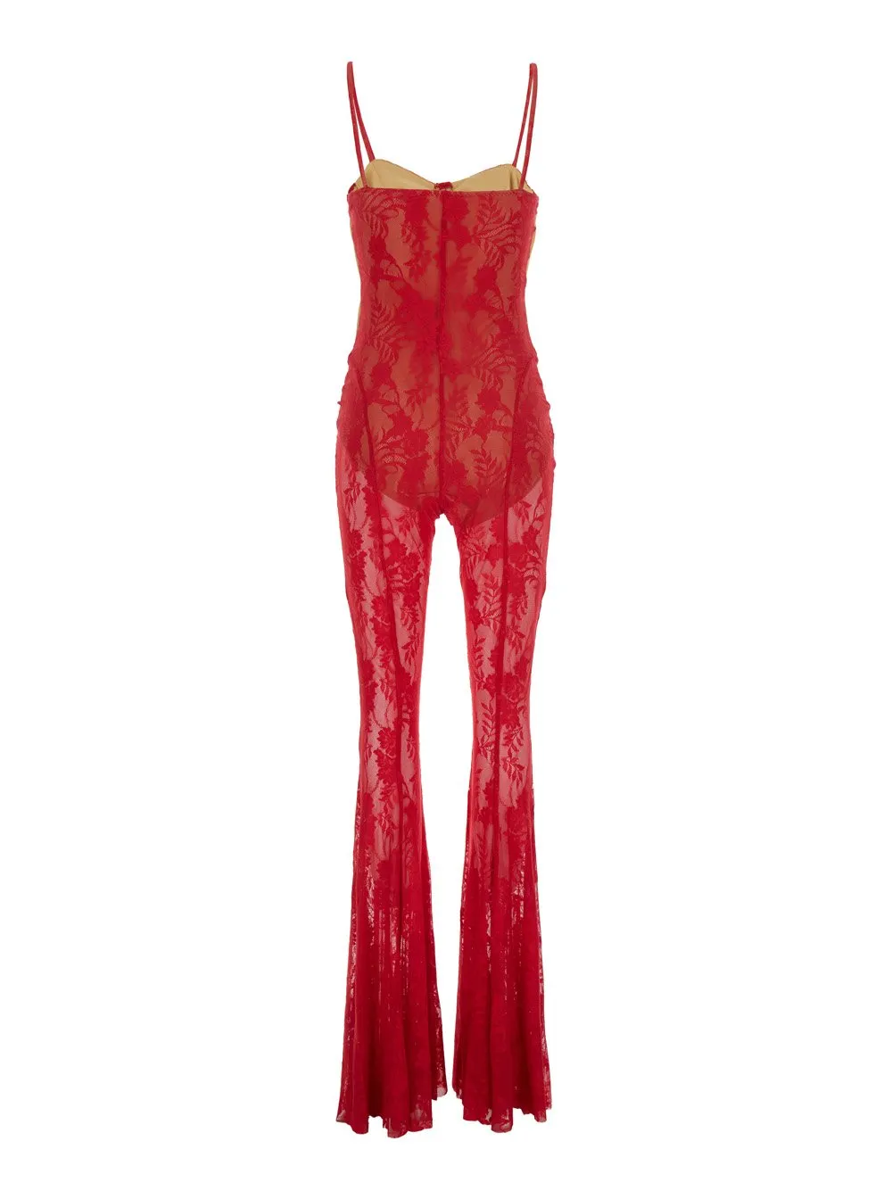 Norma Kamali Lace Detailed Flared-Leg Jumpsuit