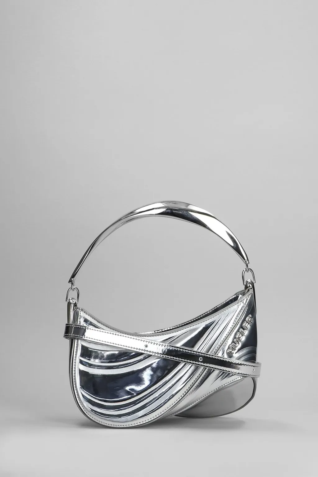 Mugler Curve 01 Foiled Finish Shoulder Bag
