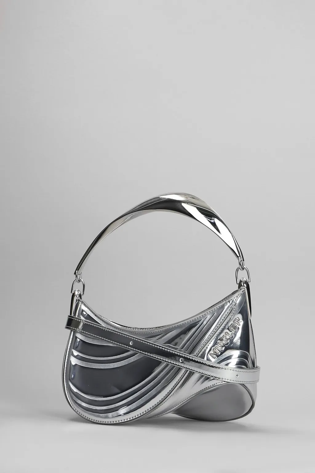 Mugler Curve 01 Foiled Finish Shoulder Bag