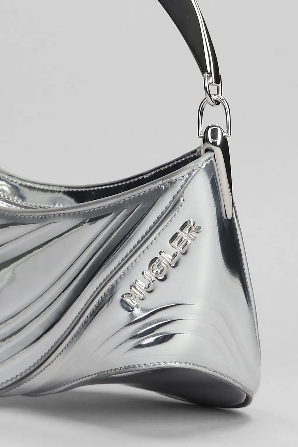 Mugler Curve 01 Foiled Finish Shoulder Bag