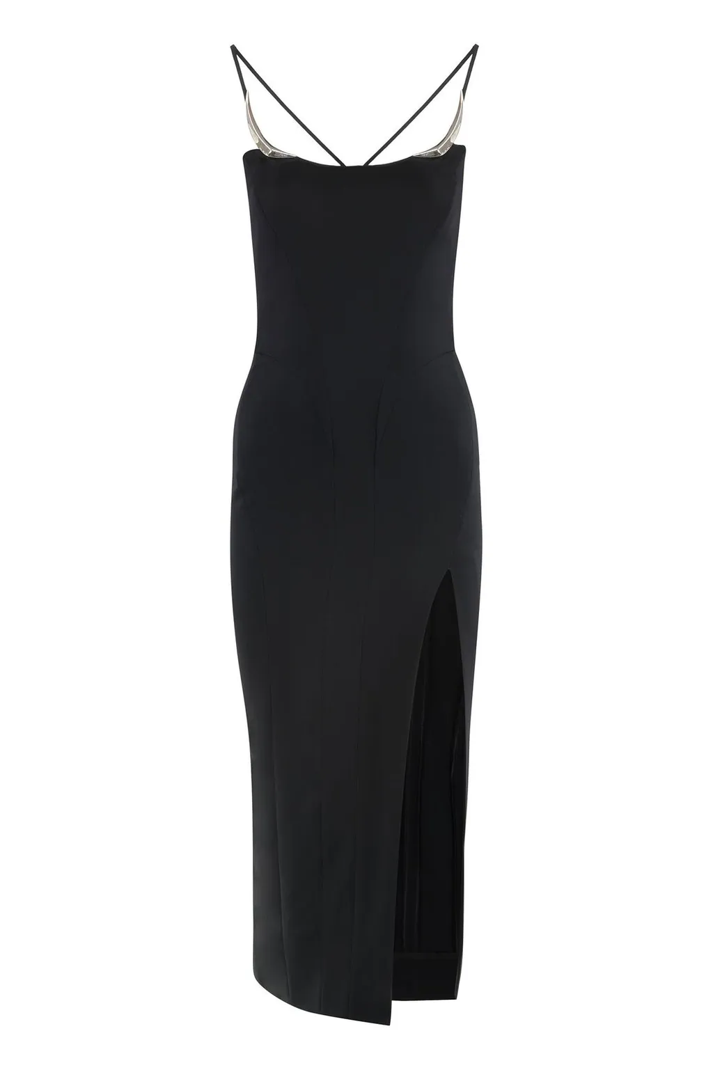 Mugler Metallic Detail Slit Dress