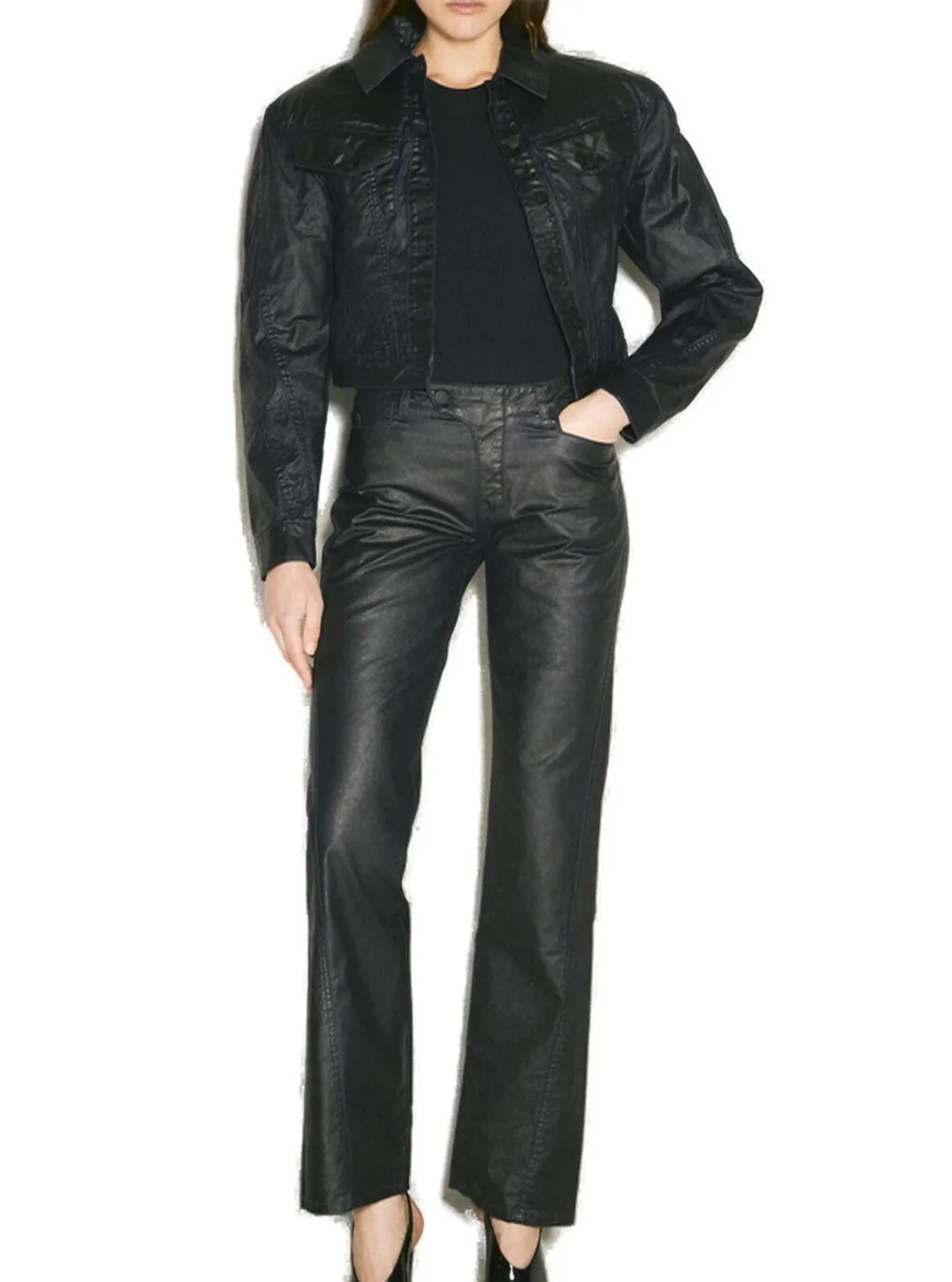 Mugler Waxed Straight-Leg Jeans