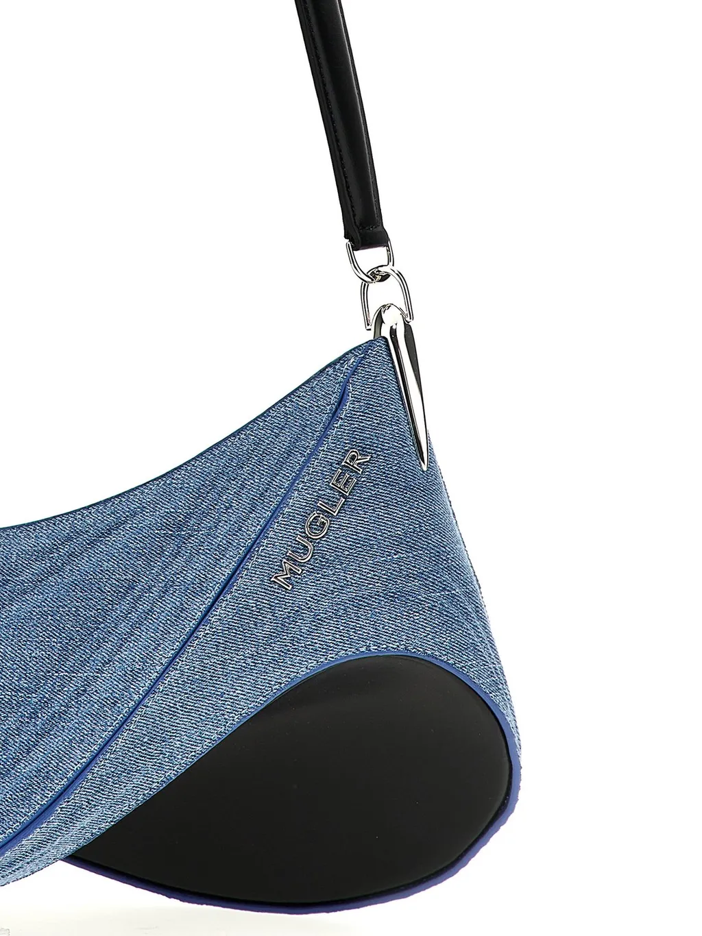 Mugler Medium Denim Spiral Curve 01 Denim Shoulder Bag