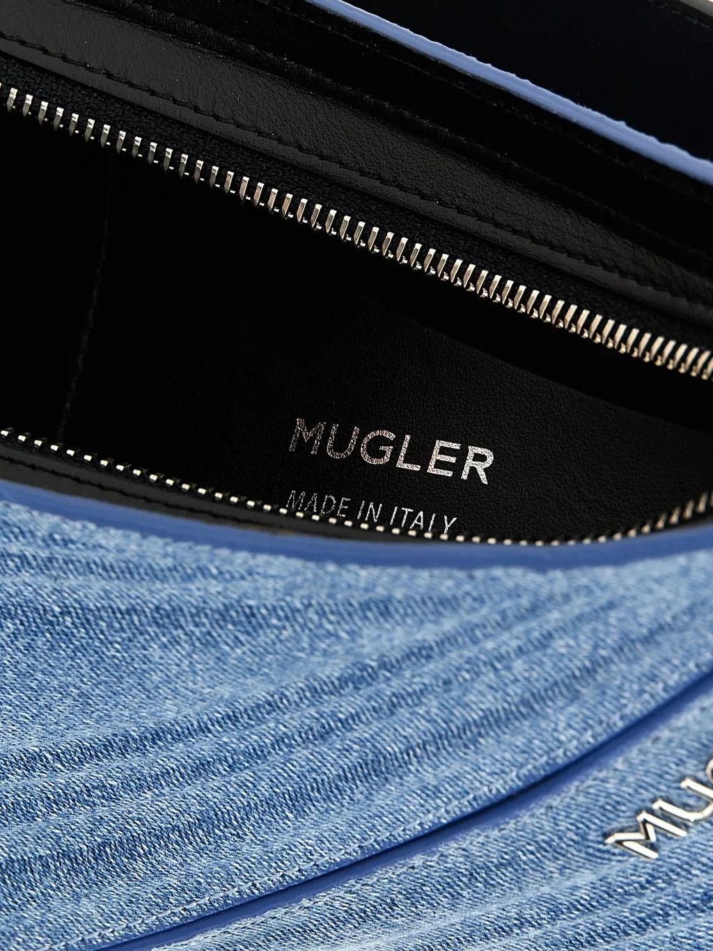 Mugler Medium Denim Spiral Curve 01 Denim Shoulder Bag