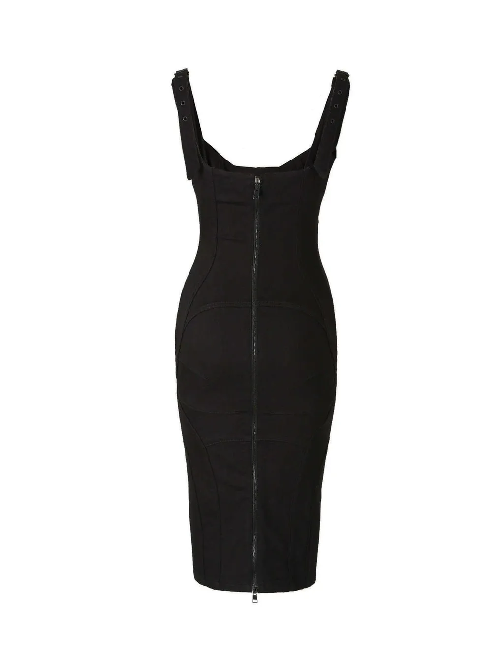 Mugler Bi-Color Buckled Denim Dress