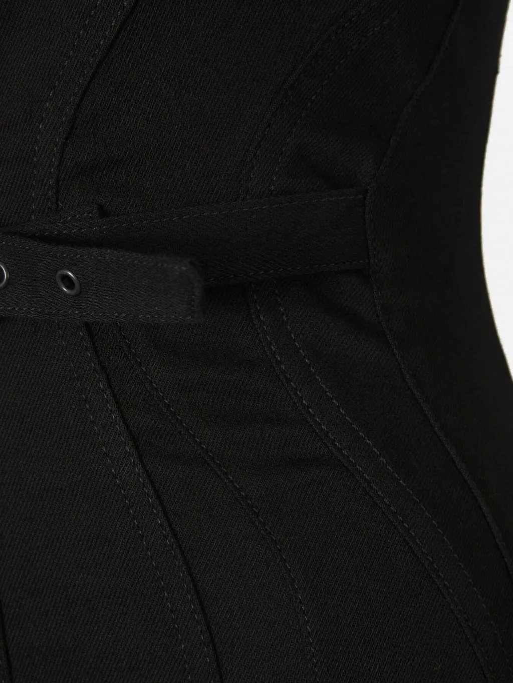 Mugler Bi-Color Buckled Denim Dress