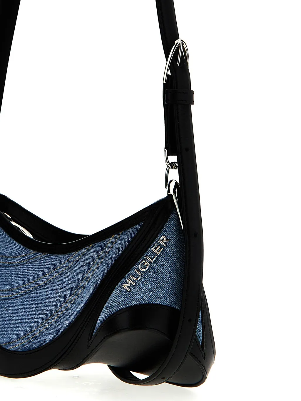 Mugler Small Spiral Curve 01 Logo Lettering Shoulder Bag