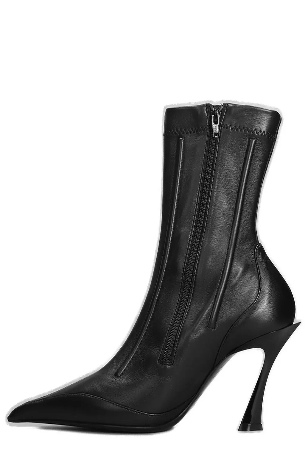 Mugler Seam Detailed Pointed Toe Ankle Boots