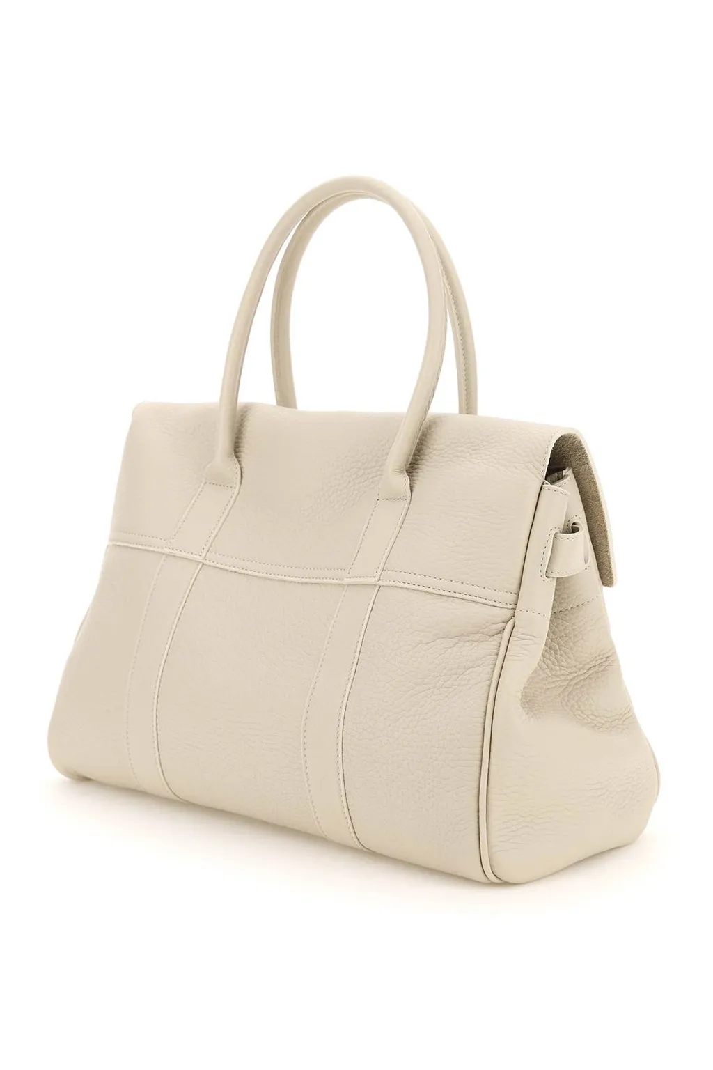 Mulberry Pebbled-Textured Detail Top-Handle Tote Bag