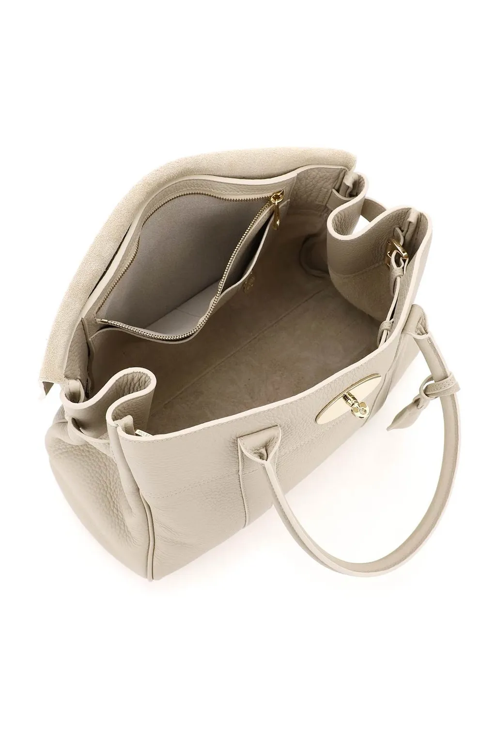 Mulberry Pebbled-Textured Detail Top-Handle Tote Bag