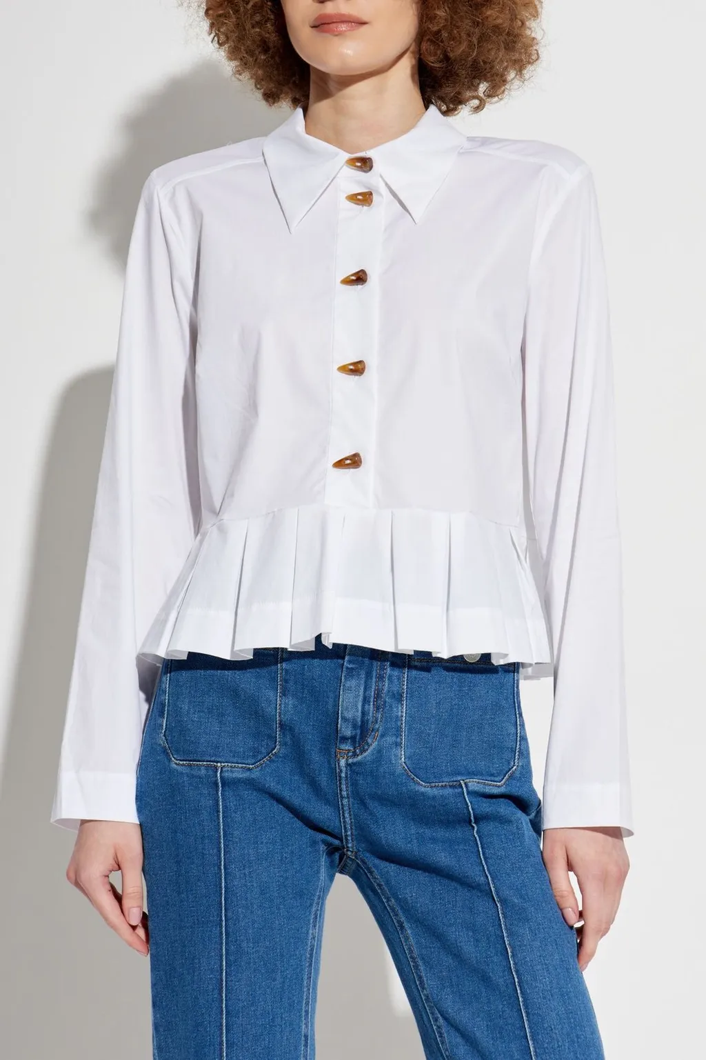 Munthe Lustona Pleated Button-Up Top