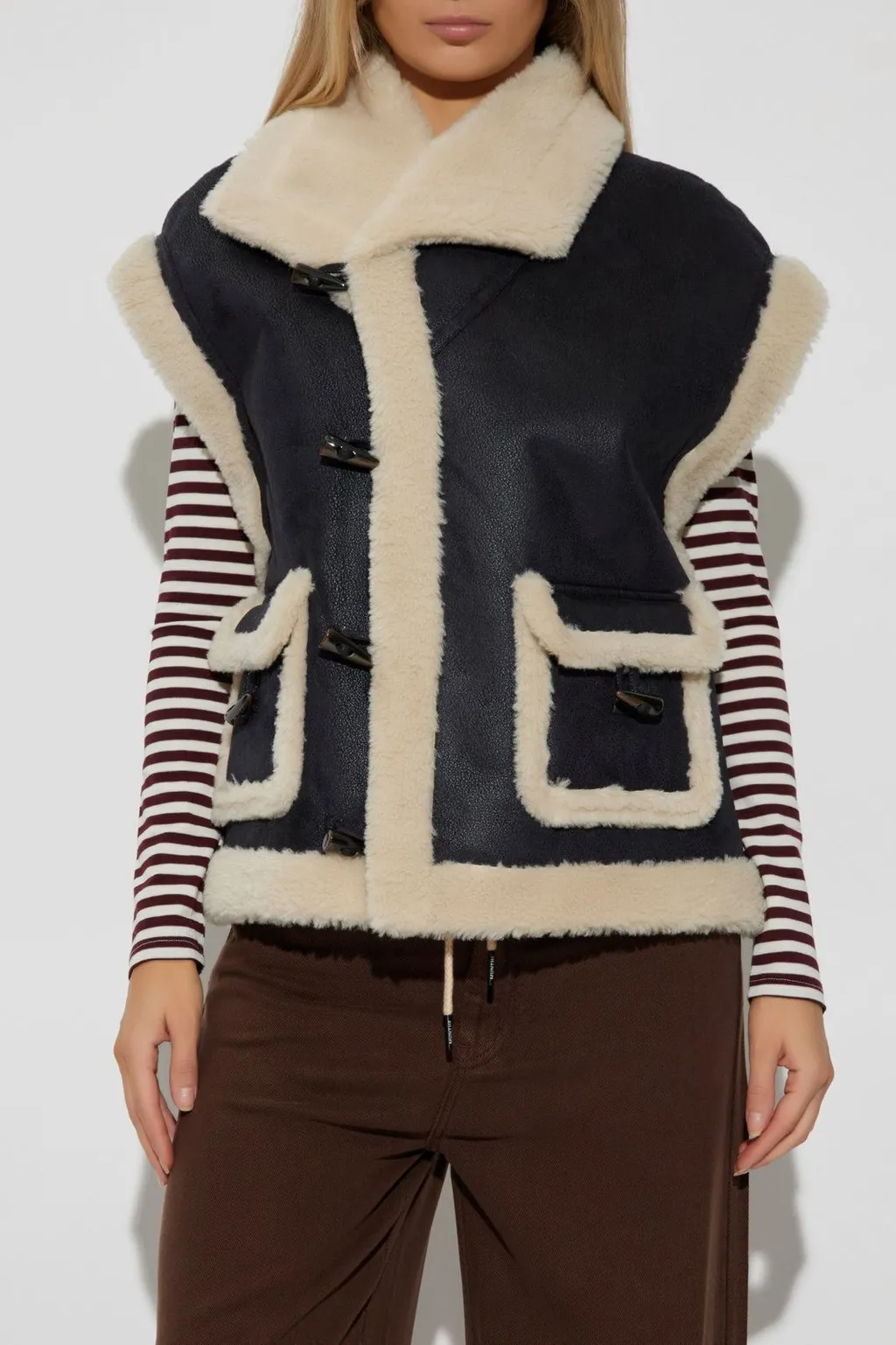 Munthe Lurple Shearling-Trim Vest