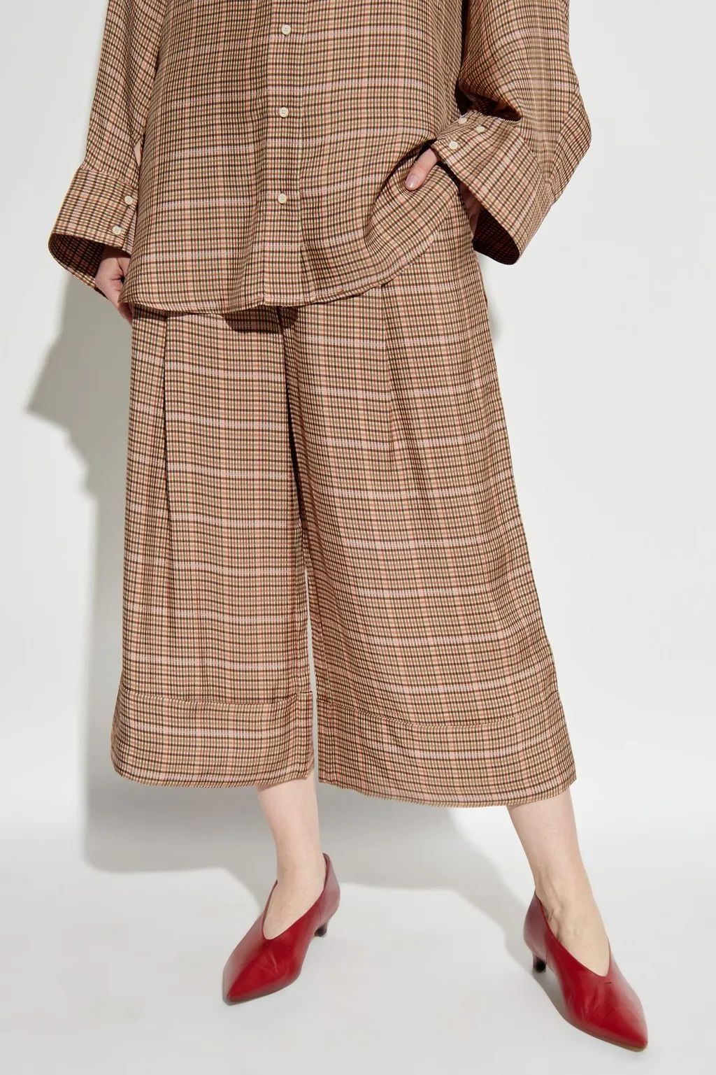 Munthe Lynhaven Checked Wide-Leg Pants