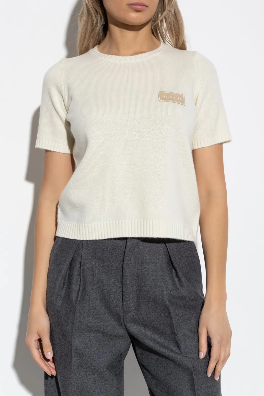 Munthe Pantas Logo Patch Knitted Top
