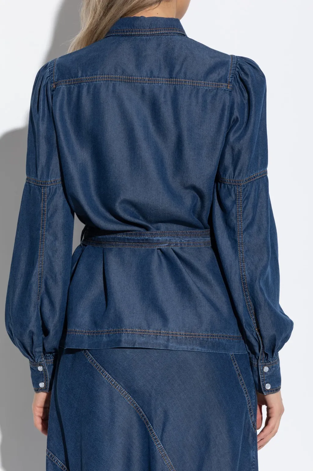 Munthe Pikine Tie-Waisted Denim Shirt