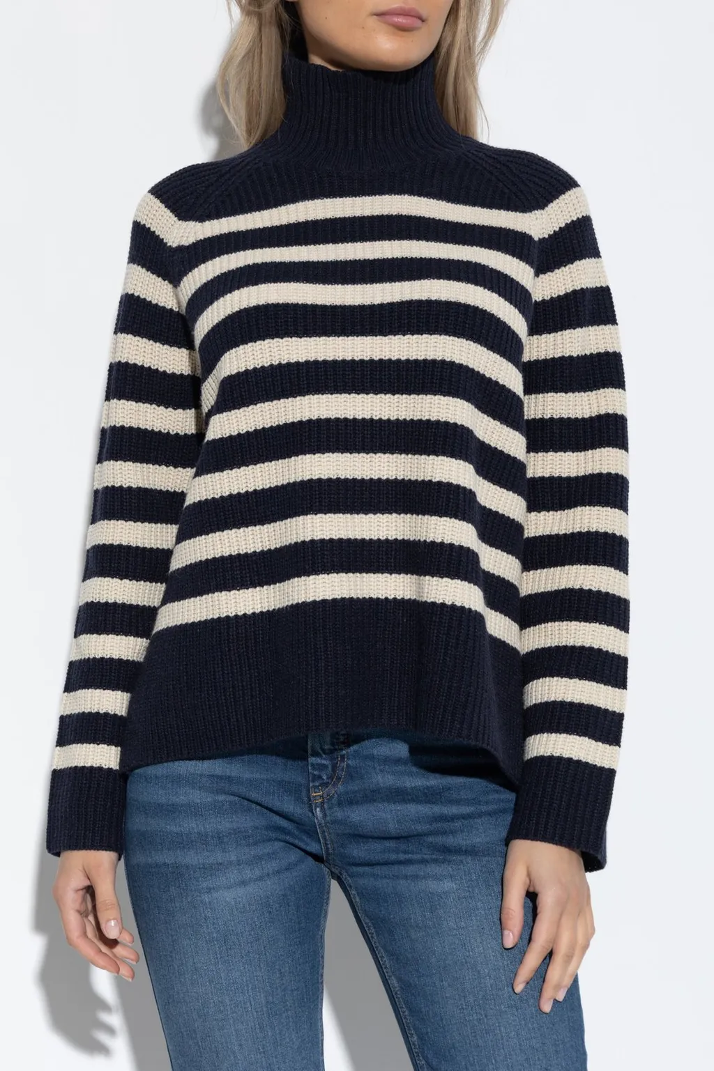 Munthe High-Neck Striped Knitted Jumper