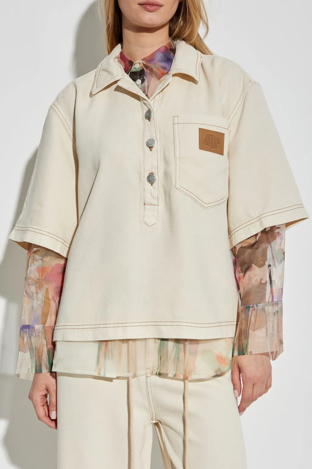 Munthe Short Sleeve Button-Up Top